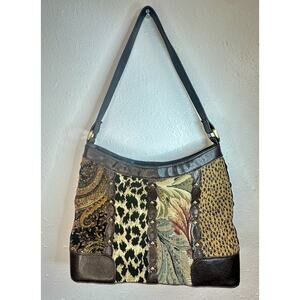 Vintage Bueno Multi Patterned Faux Leather Animal Print Shoulder Bag